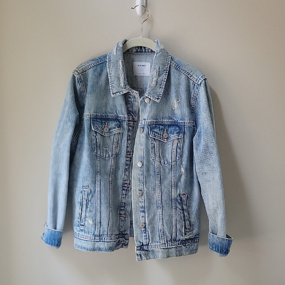 Old Navy Jackets & Blazers - Old Navy Light Blue Distressed‎ Denim Jacket Women Size Large